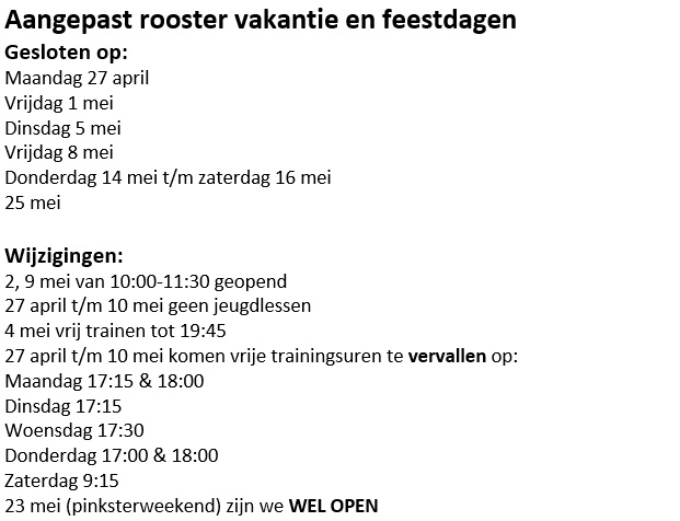 Vakantie rooster meivakantie